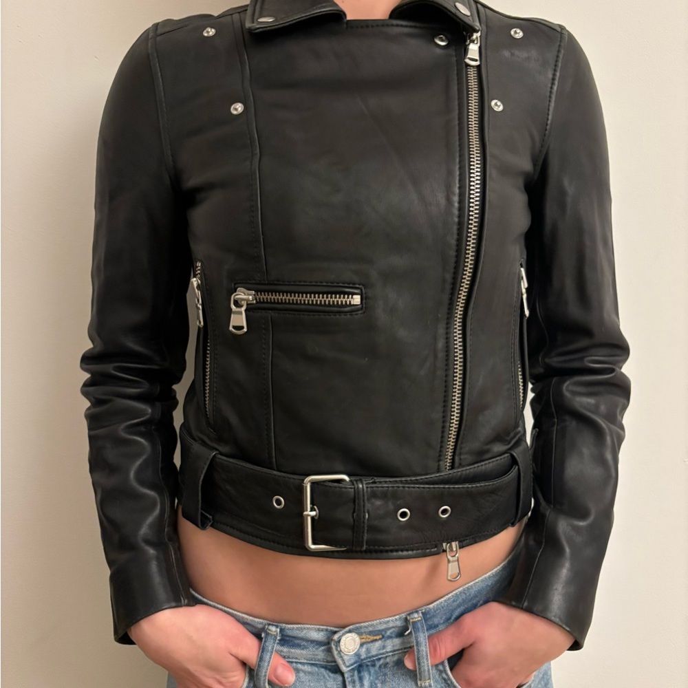 Black Faux Leather Biker Jacket